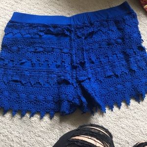 Bright blue shorts